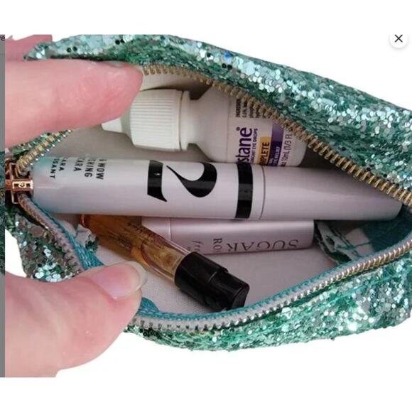 5 Green Sequin Cosmetic Bags (Empty) New in Bag - Picture 4 of 6